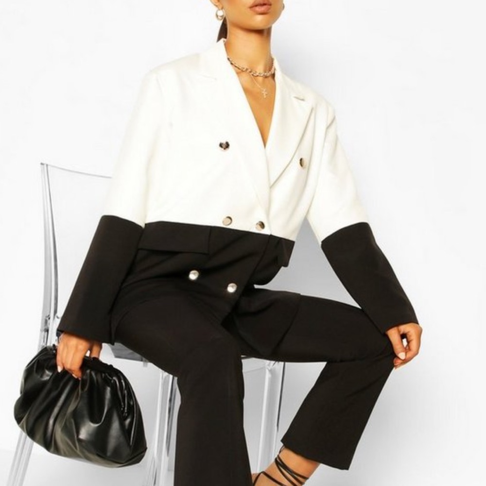 Color Blocked Oversized Dad Blazer